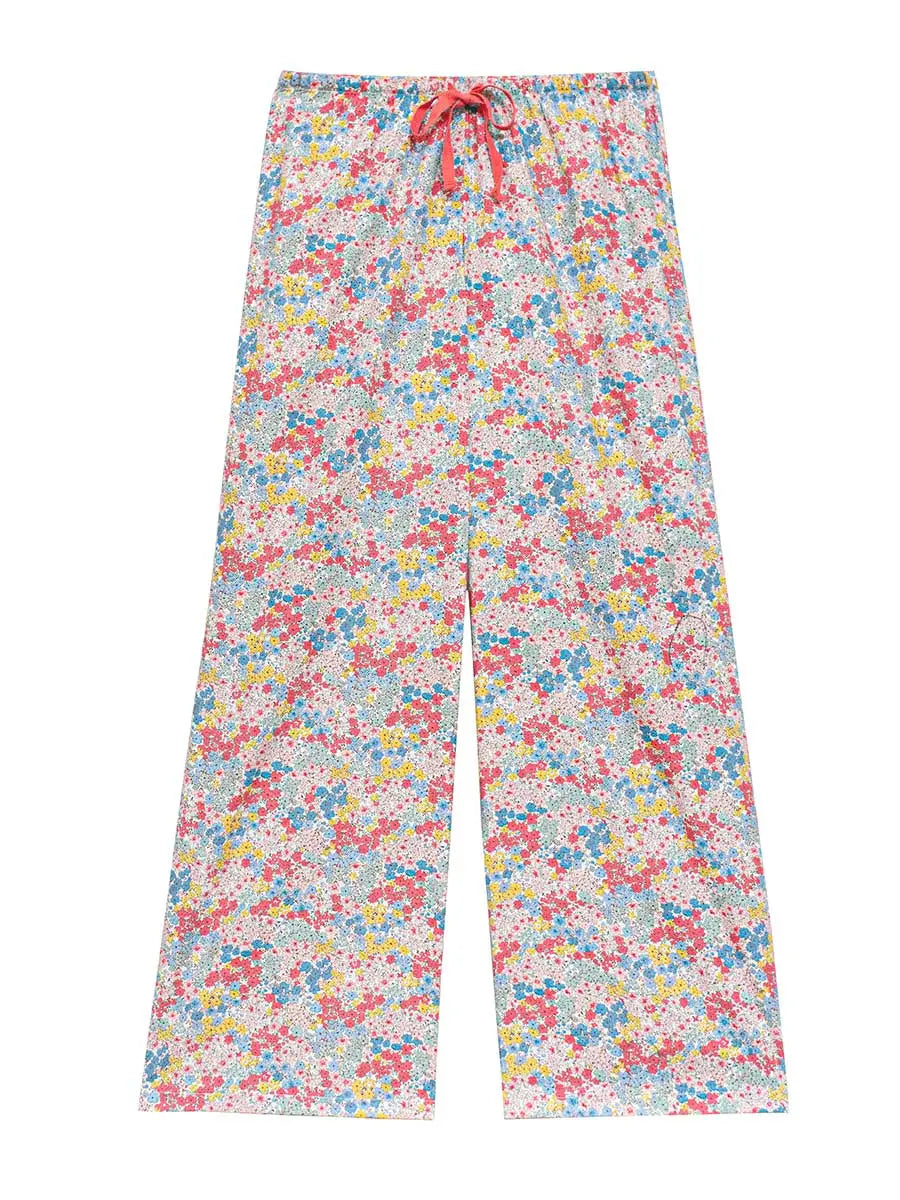 floral petite pyjama bottoms short length pink flatlay front vỉew